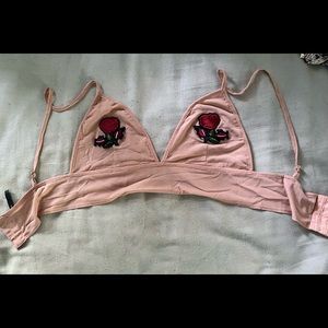 Salmon Mesh Rose Pasty Bralette